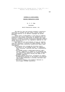 Systran as a multilingual translation system