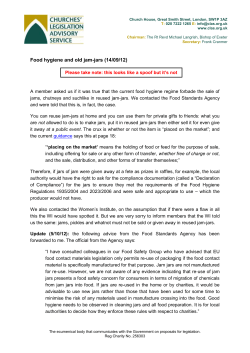 Food hygiene and old jam-jars (14/09/12)