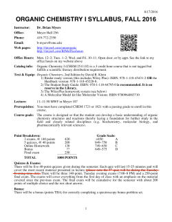 Chemistry 2511(Lecture) Syllabus