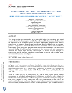 social loafing as a latent factor in organizations: productivity loss in