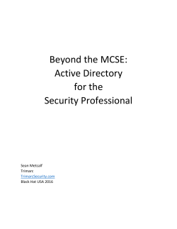 Beyond the MCSE: Active Directory for the Security