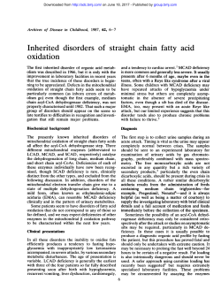 Inherited disorders of straight chain fatty acid oxidation