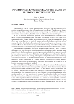 information, knowledge and the close of friedrich hayek`s system