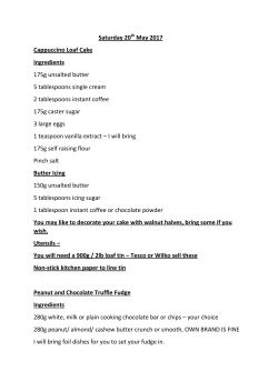 Saturday 20 May 2017 Cappuccino Loaf Cake Ingredients 175g