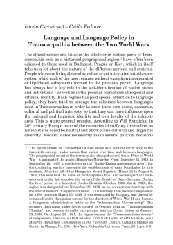 Language and Language Policy in Transcarpathia between the Two