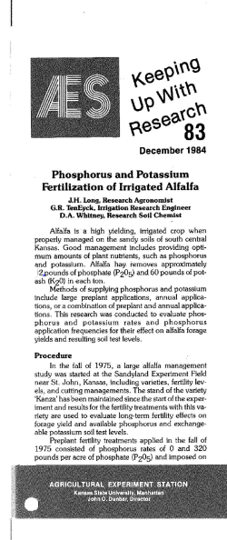 SRL83 Phosphorus and Potassium Fertilization of Irrigated - K-REx