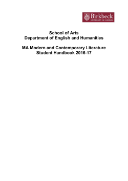 MA Modern and Contemporary Literature Handbook