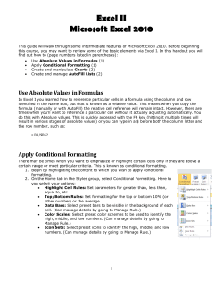 Excel 2010 Intermediate