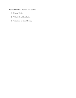 Physics 4062/5062 &ndash; Lecture Two Outline 1. Doppler Width 2
