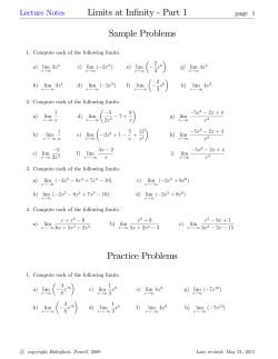 Limits at Infinity " Part 1 Sample Problems Practice Problems