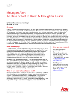 McLagan Alert To Rate or Not to Rate: A Thoughtful Guide