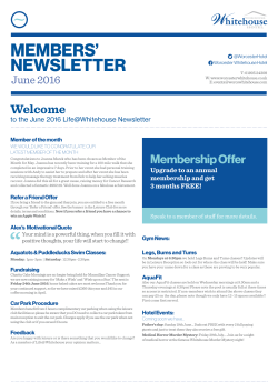 members` newsletter - Worcester Whitehouse Hotel