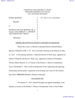 ORDER DENYING 19 Motion for authority to - US Case Law