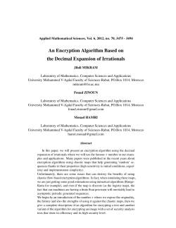 An Encryption Algorithm Based on the Decimal Expansion of