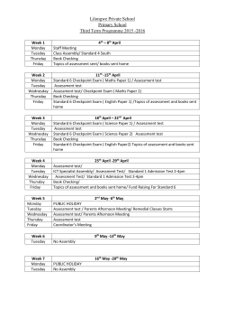 Lilongwe Private School Primary School Third Term Programme 2015