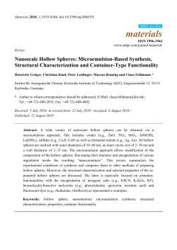 Nanoscale Hollow Spheres: Microemulsion-Based Synthesis