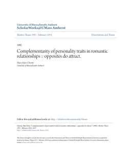 Complementarity of personality traits in romantic relationships