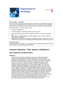 Artworks` Networks - Field, System or Mediators?