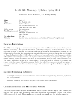 LING 270: Meaning - Syllabus, Spring 2016