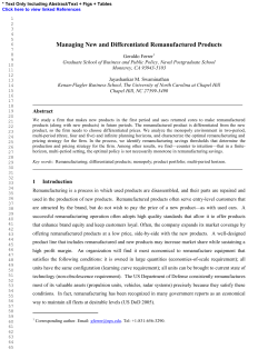 Managing New and Differentiated - UNC
