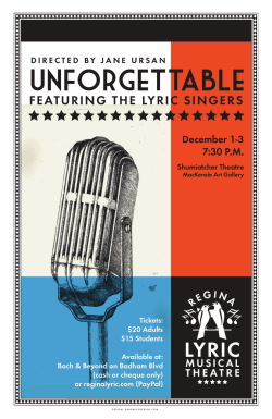 Directed by Jane Ursan - Regina Lyric Musical Theatre