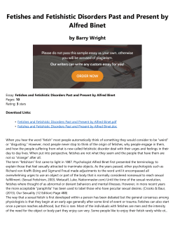 Fetishes and Fetishistic Disorders Past and Present by Alfred Binet