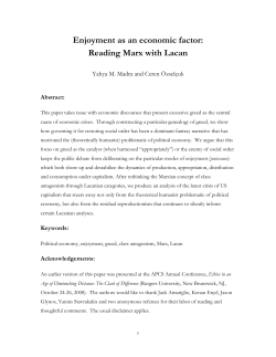 Enjoyment as an economic factor: Reading Marx with Lacan