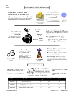 Solutions, Colloids and Suspensions