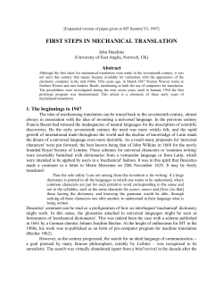 First steps in mechanical translation