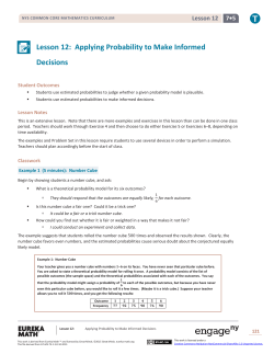 Lesson 12: Applying Probability to Make Informed Decisions