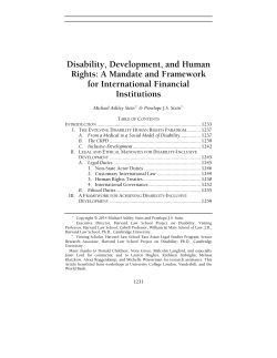 Disability, Development, and Human Rights: A Mandate and