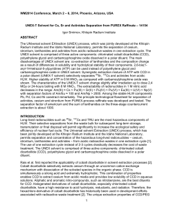 UNEX-T Solvent for Cs, Sr and Actinides Separation from PUREX
