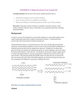 Biodiesel Production from Vegetable Oil