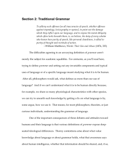 Section 2: Traditional Grammar
