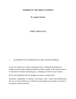 MURDER ON THE ORIENT EXPRESS By Agatha Christie PART I
