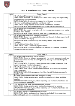 Year 9 Homelearning Task- Hamlet