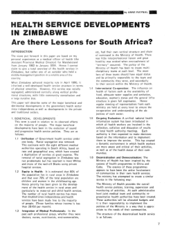 HEALTH SERVICE DEVELOPMENTS IN ZIMBABWE Are there