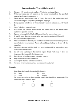 Instructions for Test &ndash; (Mathematics)