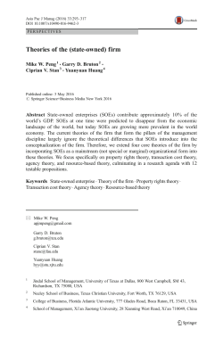 Theories of the (state-owned) firm - The University of Texas at Dallas