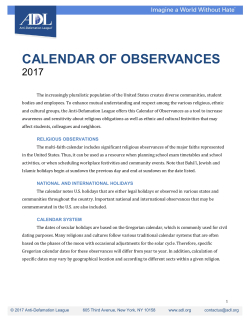 calendar of observances - Anti