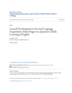 Lexical Development in Second Language Acquisition: Initial Stages