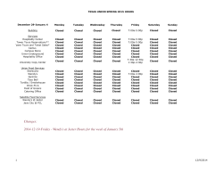 T Changes: 2014-12-19-Friday - Wendy`s at Jester Hours for the