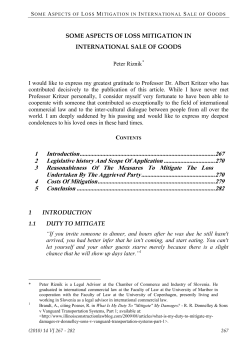 SOME ASPECTS OF LOSS MITIGATION IN INTERNATIONAL SALE