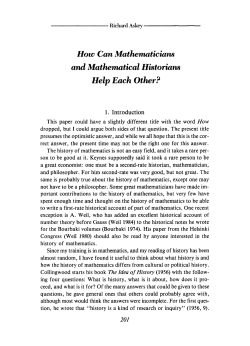 How Can Mathematicians and Mathematical Historians Help Each
