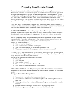 Career Tip – Preparing Your Elevator Speech