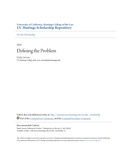 Defining the Problem - UC Hastings Scholarship Repository