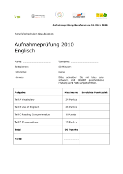 Englisch Aufgaben 2010 - Wirtschaftsschule KV Chur