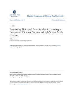 Personality Traits and Prior Academic Learning as Predictors of