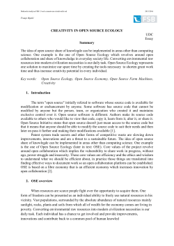 CREATIVITY IN OPEN SOURCE ECOLOGY UDC Essay