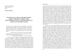 MACHIAVELLI MEETS THE RELIGIOUS RIGHT: MICHAEL LEDEEN